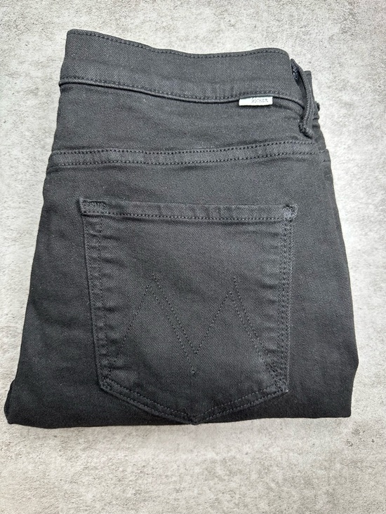 MOTHER Denim - MOTHER Insider Crop Step Fray Jeans Black High Rise Raw Hem Ankle Flare Size 31